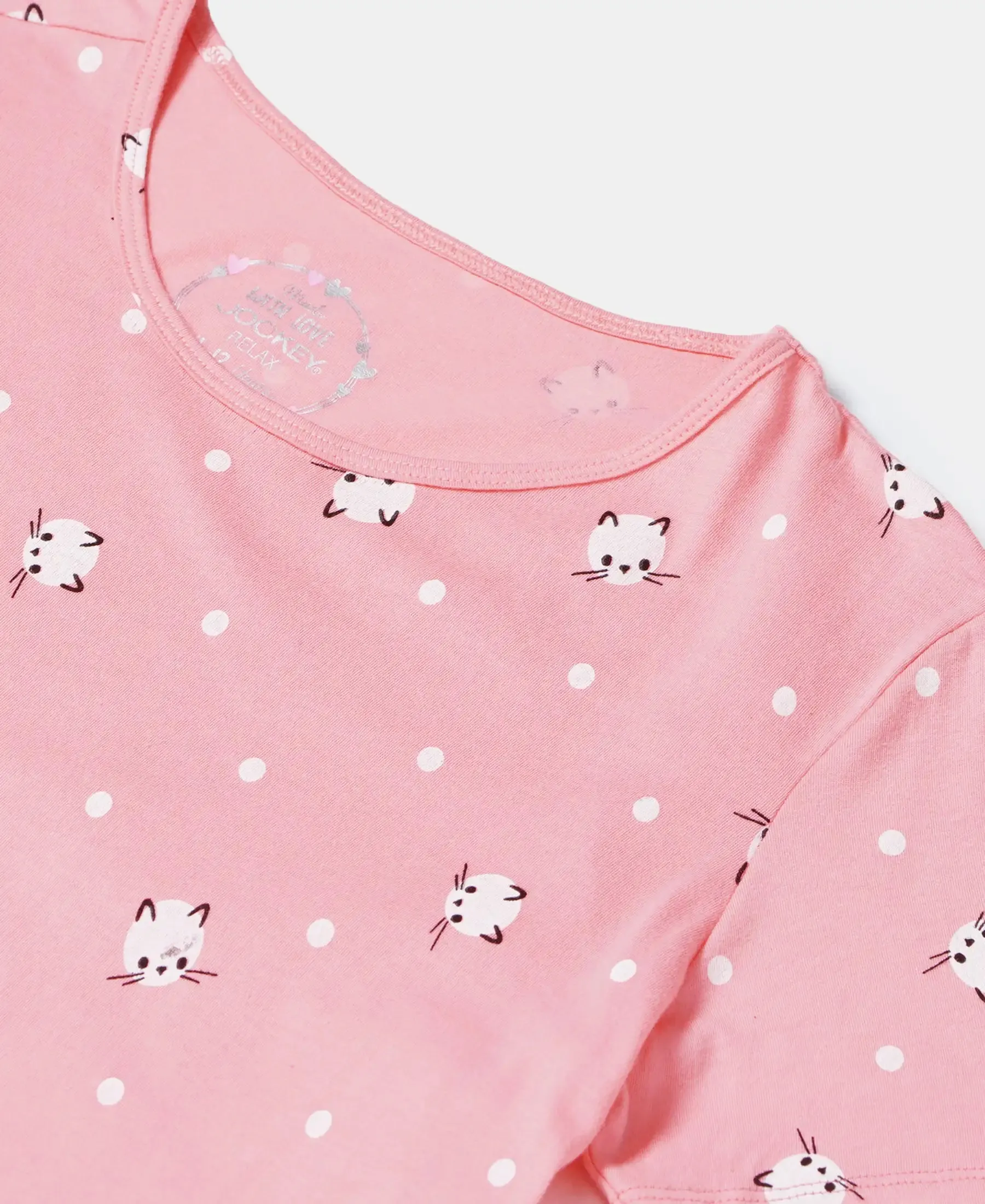 Girl's Super Combed Cotton Printed Dress with Matching Headband - Flamingo Pink