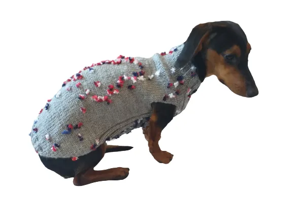 Gray Floral Mini Dachshund Jumper, Dog Coat, Clothes Dog Sweater