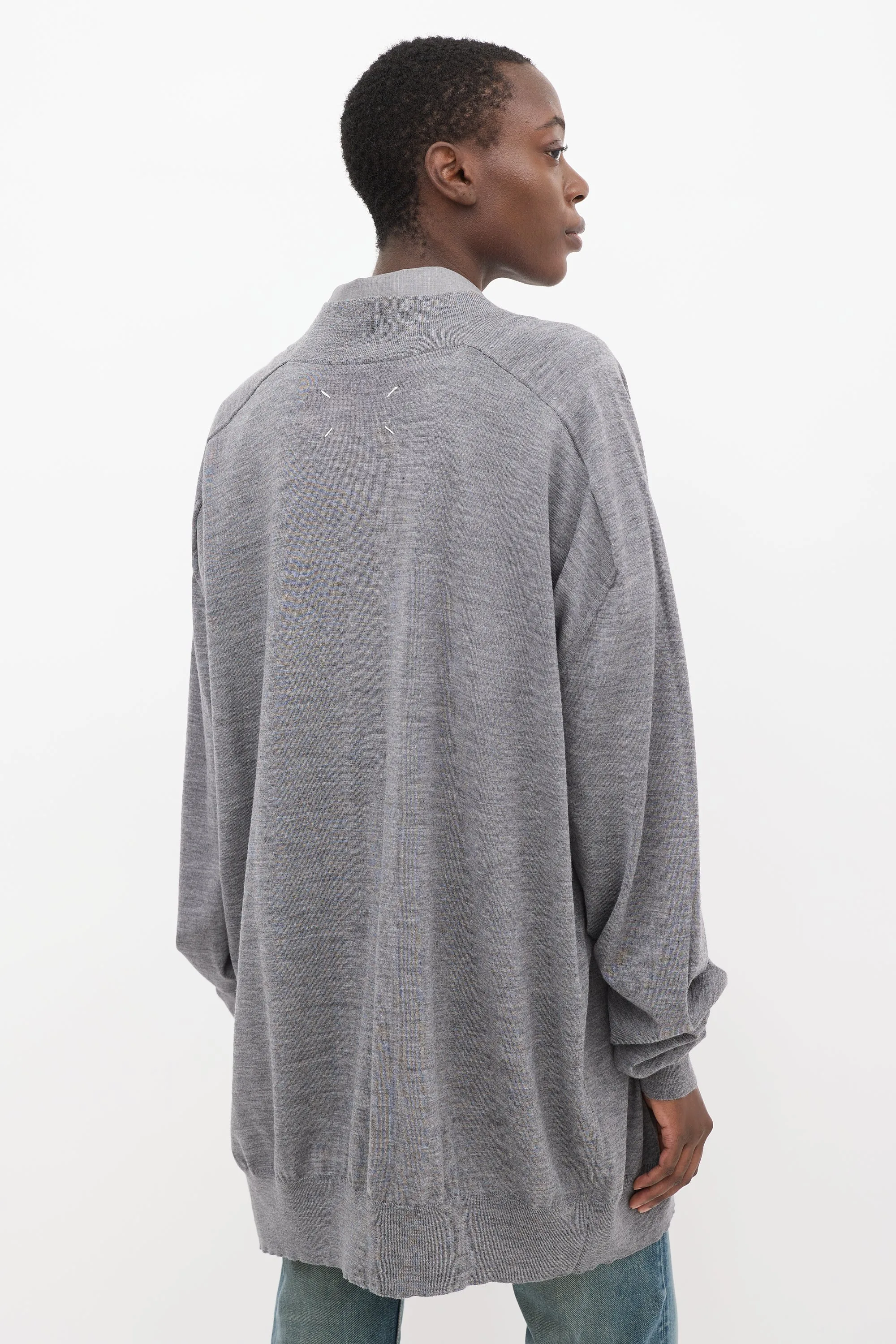 Grey Wool Oversized Cardigan