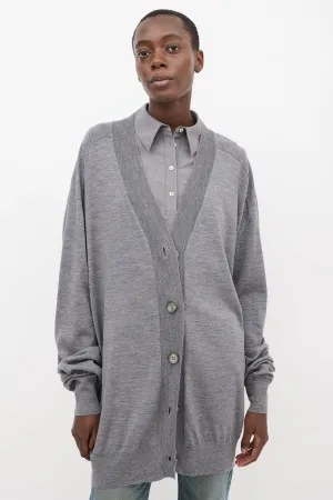 Grey Wool Oversized Cardigan