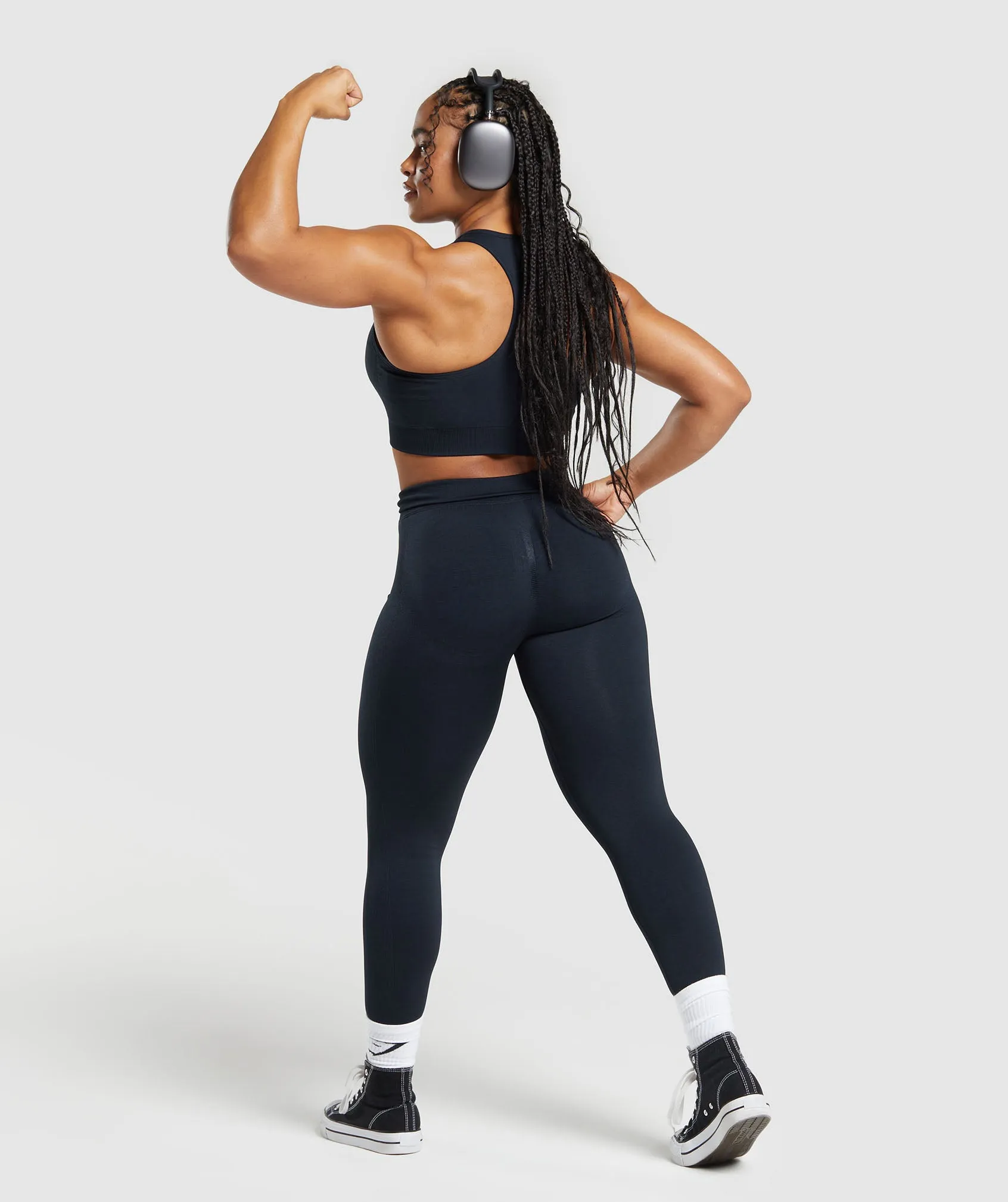 Gymshark Lift Contour Seamless Leggings - Midnight Blue/Black Marl
