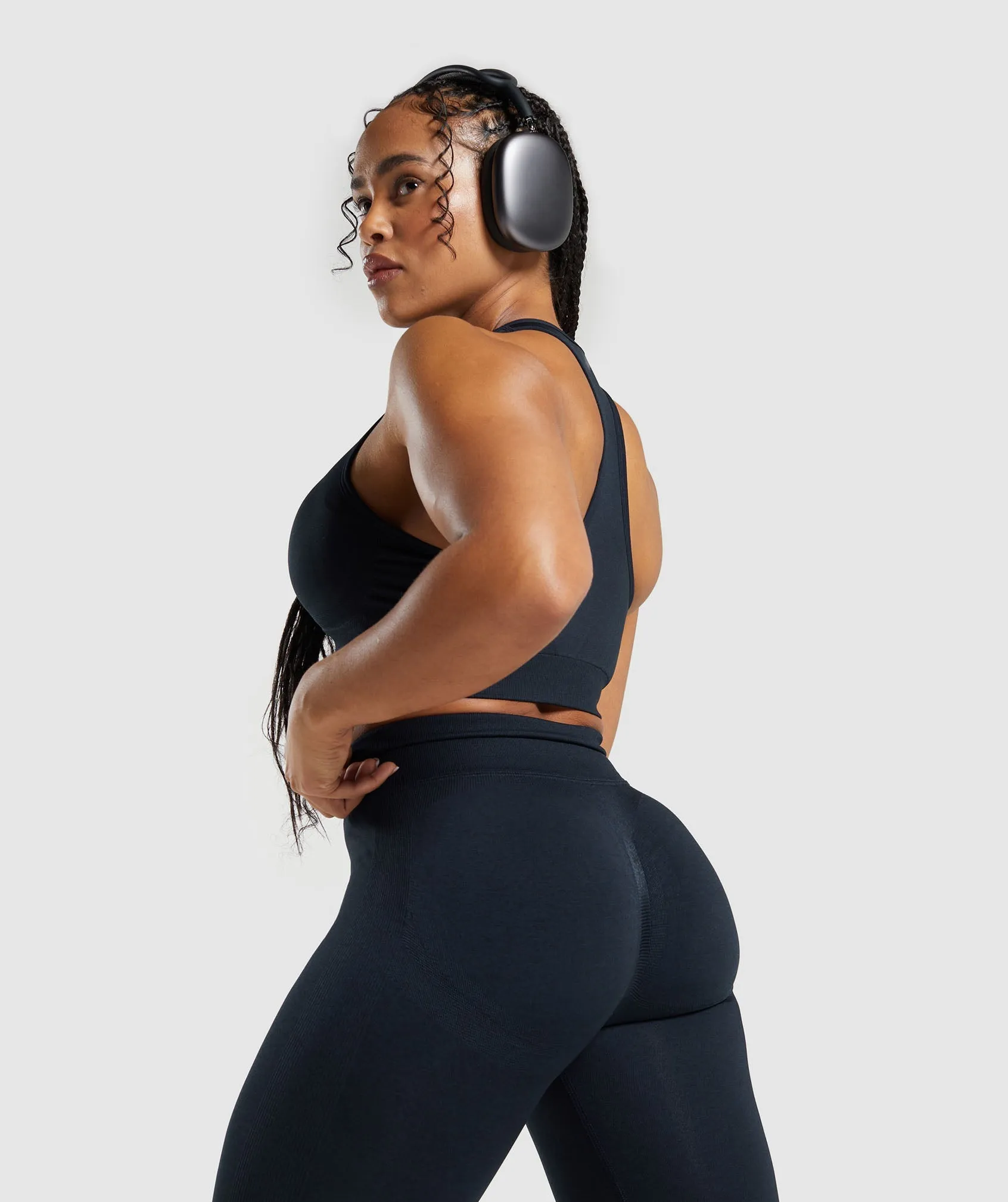 Gymshark Lift Contour Seamless Leggings - Midnight Blue/Black Marl