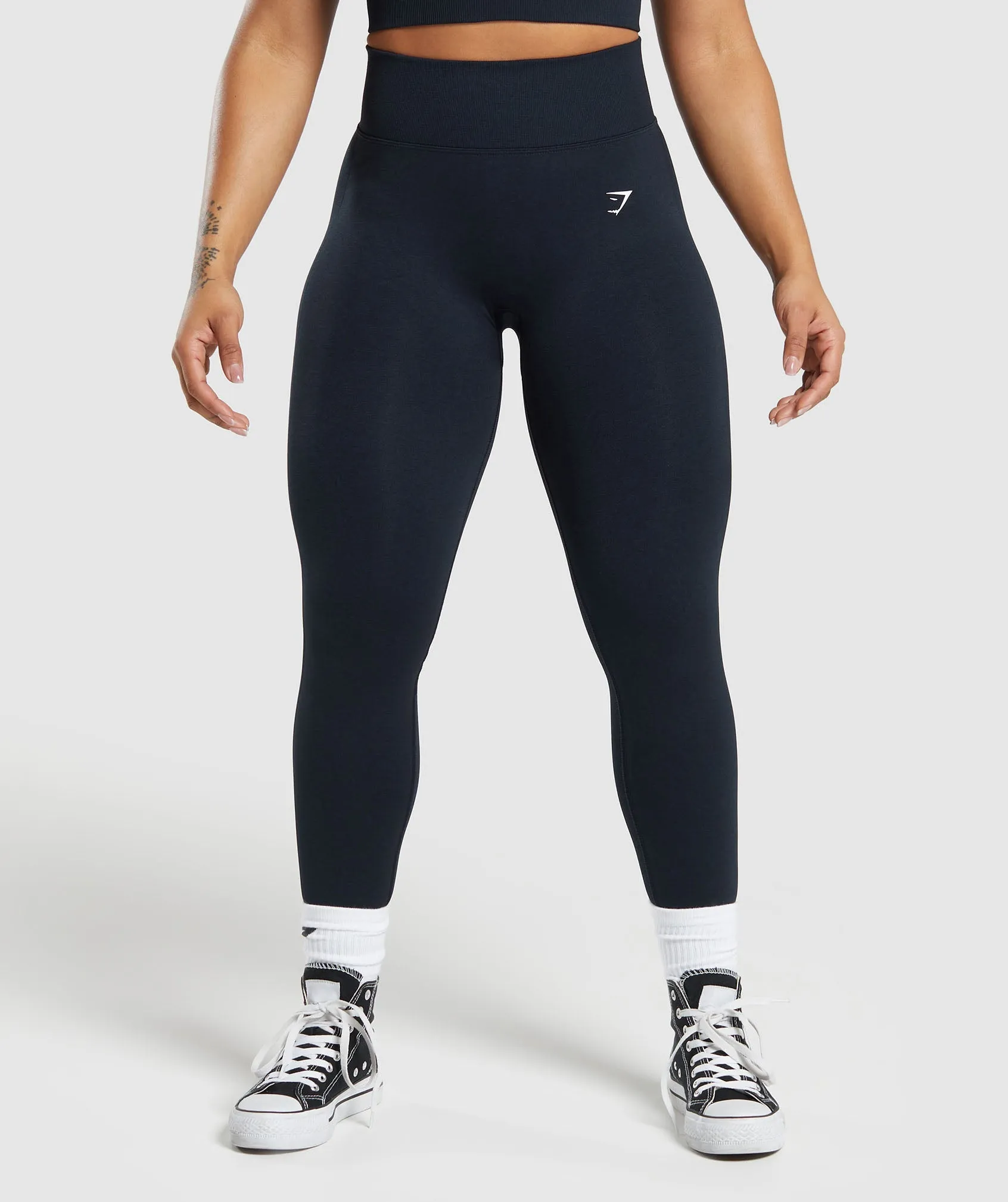 Gymshark Lift Contour Seamless Leggings - Midnight Blue/Black Marl