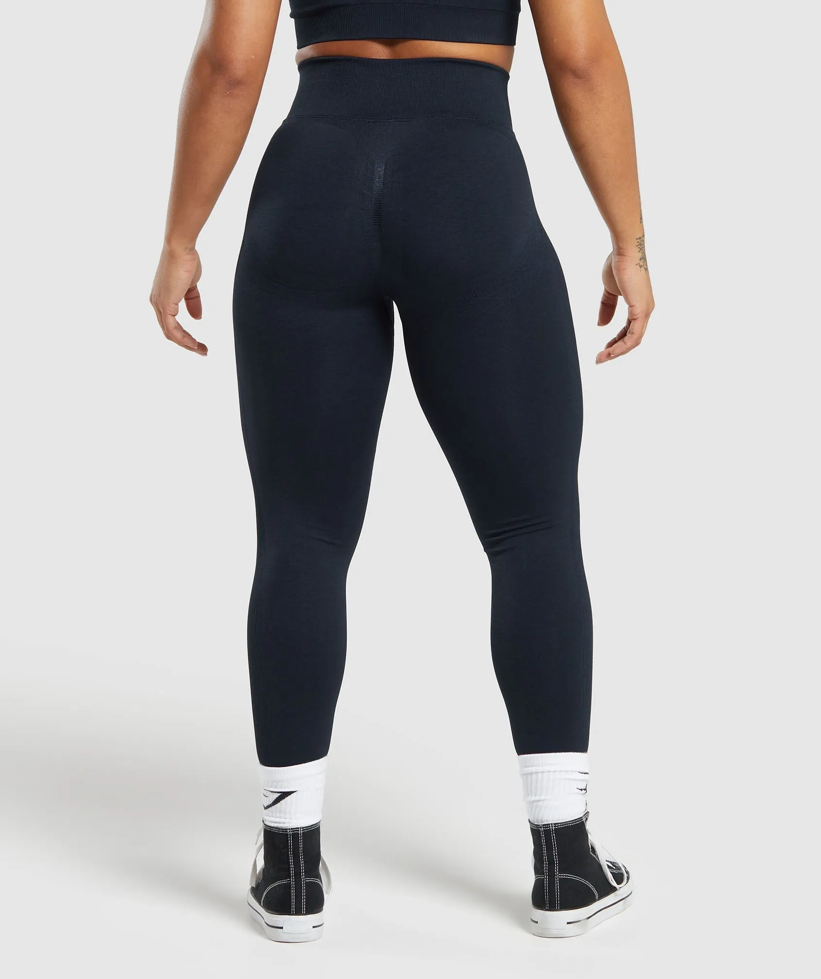 Gymshark Lift Contour Seamless Leggings - Midnight Blue/Black Marl
