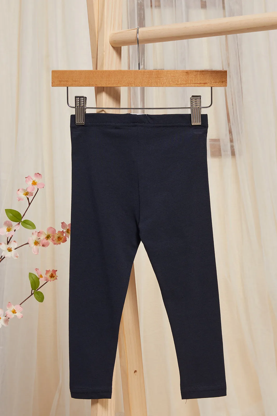 Infant Girls Navy Plain Leggings