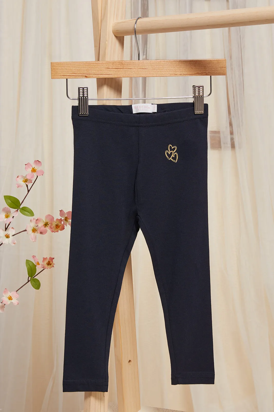 Infant Girls Navy Plain Leggings