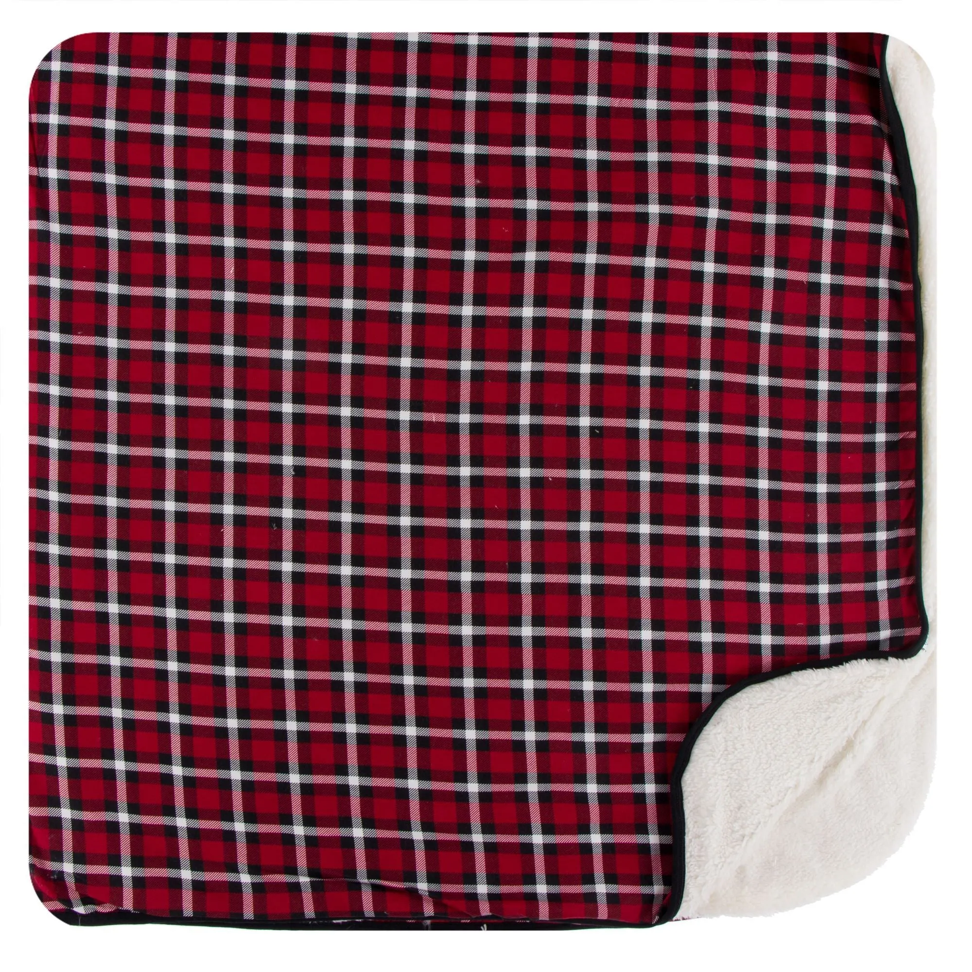KicKee Pants Crimson 2020 Holiday Plaid Sherpa-Lined Throw Blanket