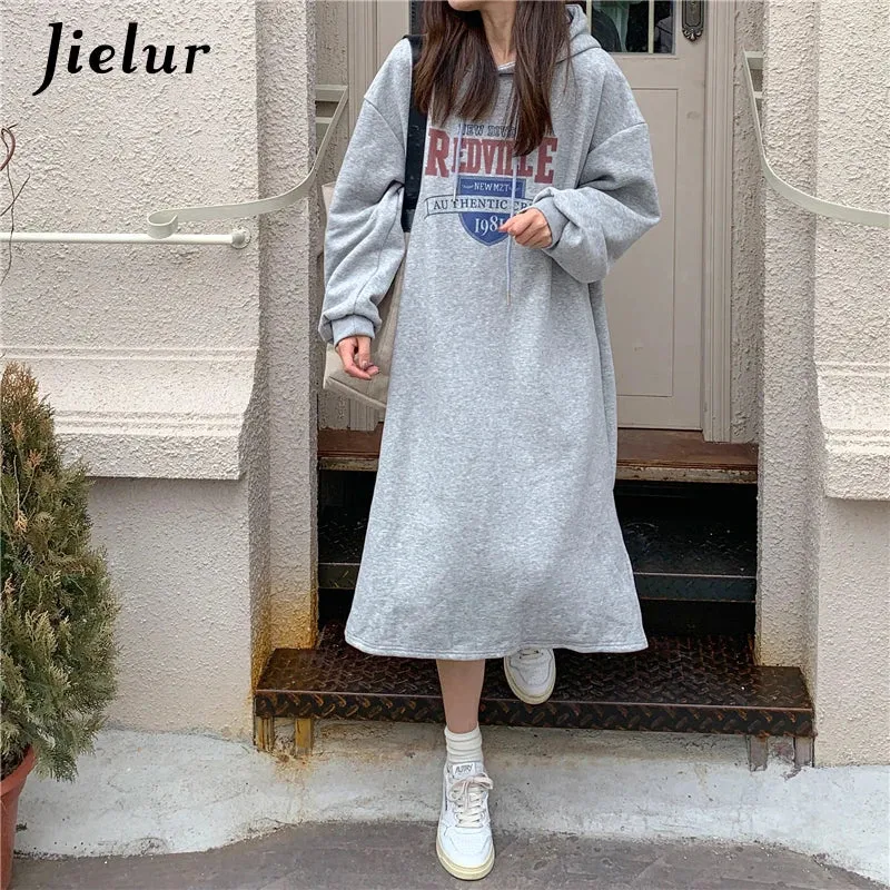 Loose Split Long Sleeve Letter Printed Sweatshirt Women Black Casual Preppy Style Hoodies Gray High Street Clothes Female