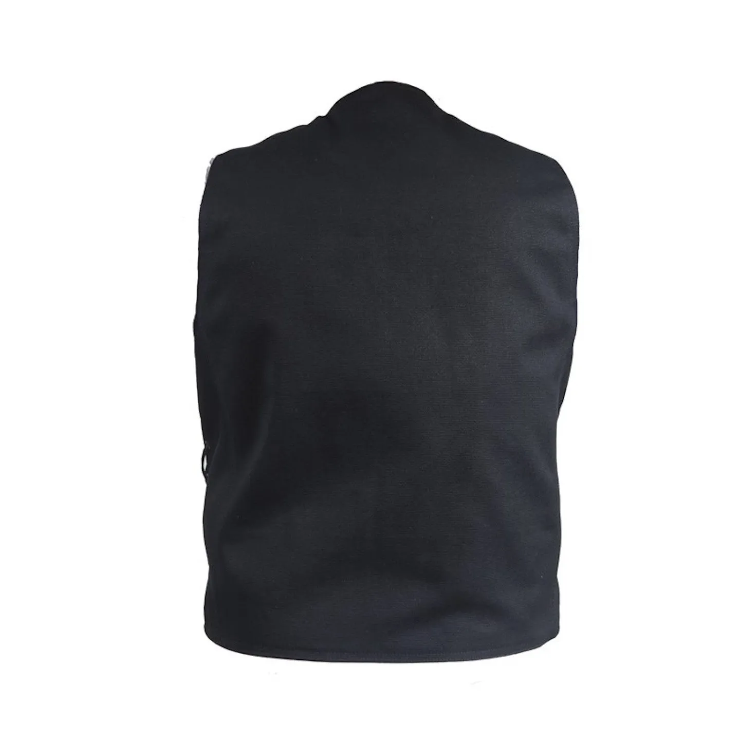 Mens Black Canvas Motorcycle Vest With Gun Pockets Solid Back