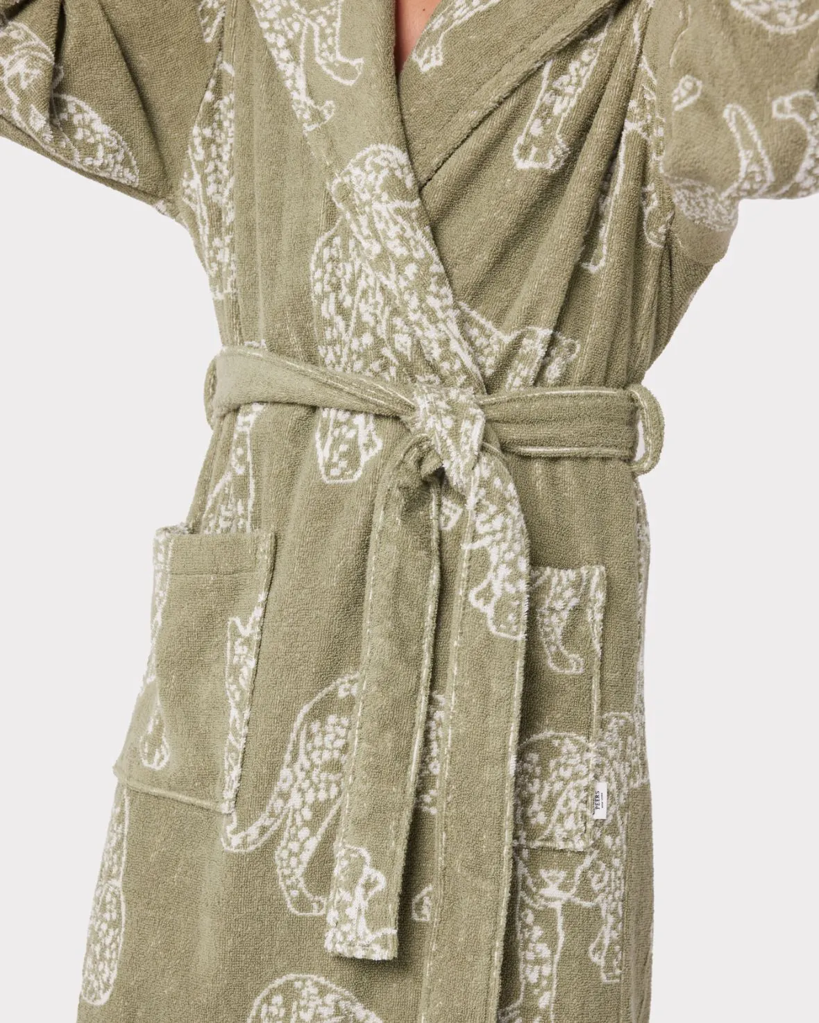 Men's Sage Leopard Towelling Dressing Gown