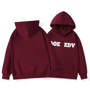 Metaversmall Coffee Chic Letter Printing Loose Women Hoodies Fashion Hooded Drawstring Casual Pocket Simple Solid Color Female Hoodies