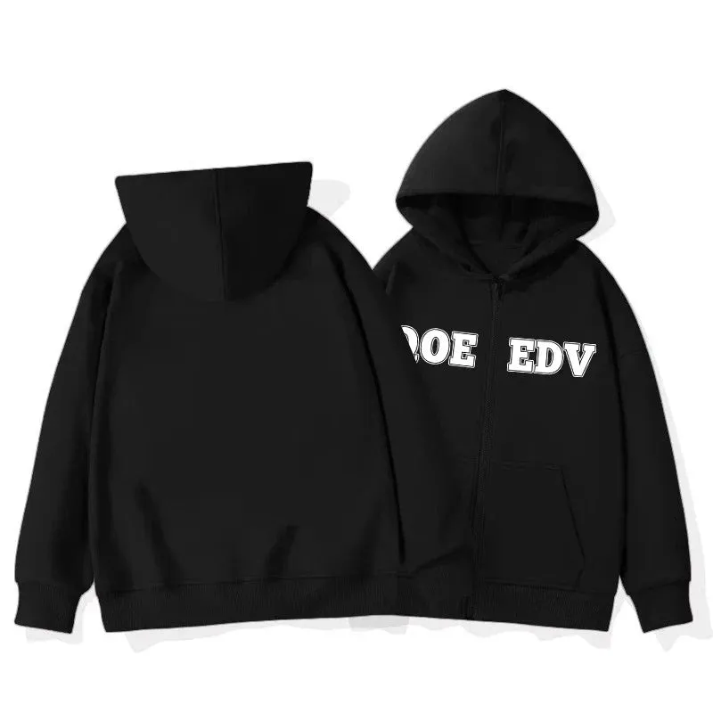 Metaversmall Coffee Chic Letter Printing Loose Women Hoodies Fashion Hooded Drawstring Casual Pocket Simple Solid Color Female Hoodies