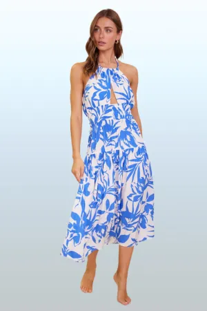 MINKPINK Womens Raven Midi Dress Blue Floral