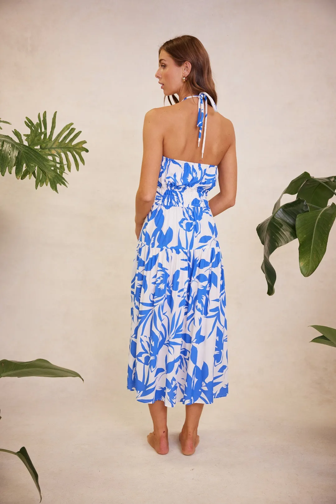 MINKPINK Womens Raven Midi Dress Blue Floral