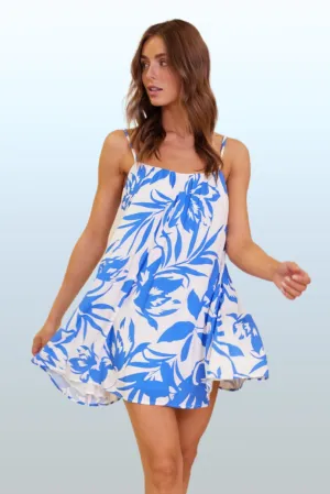 MINKPINK Womens Raven Mini Dress Blue Floral