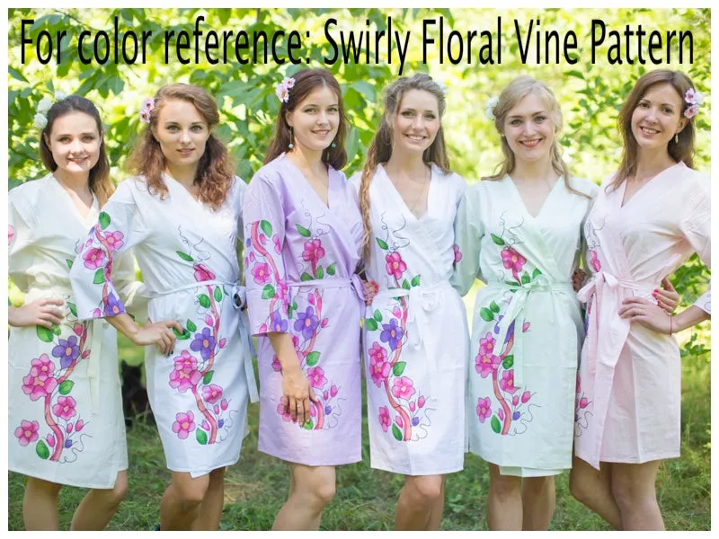 Mint Swirly Floral Vine Pattern Bridesmaids Robes