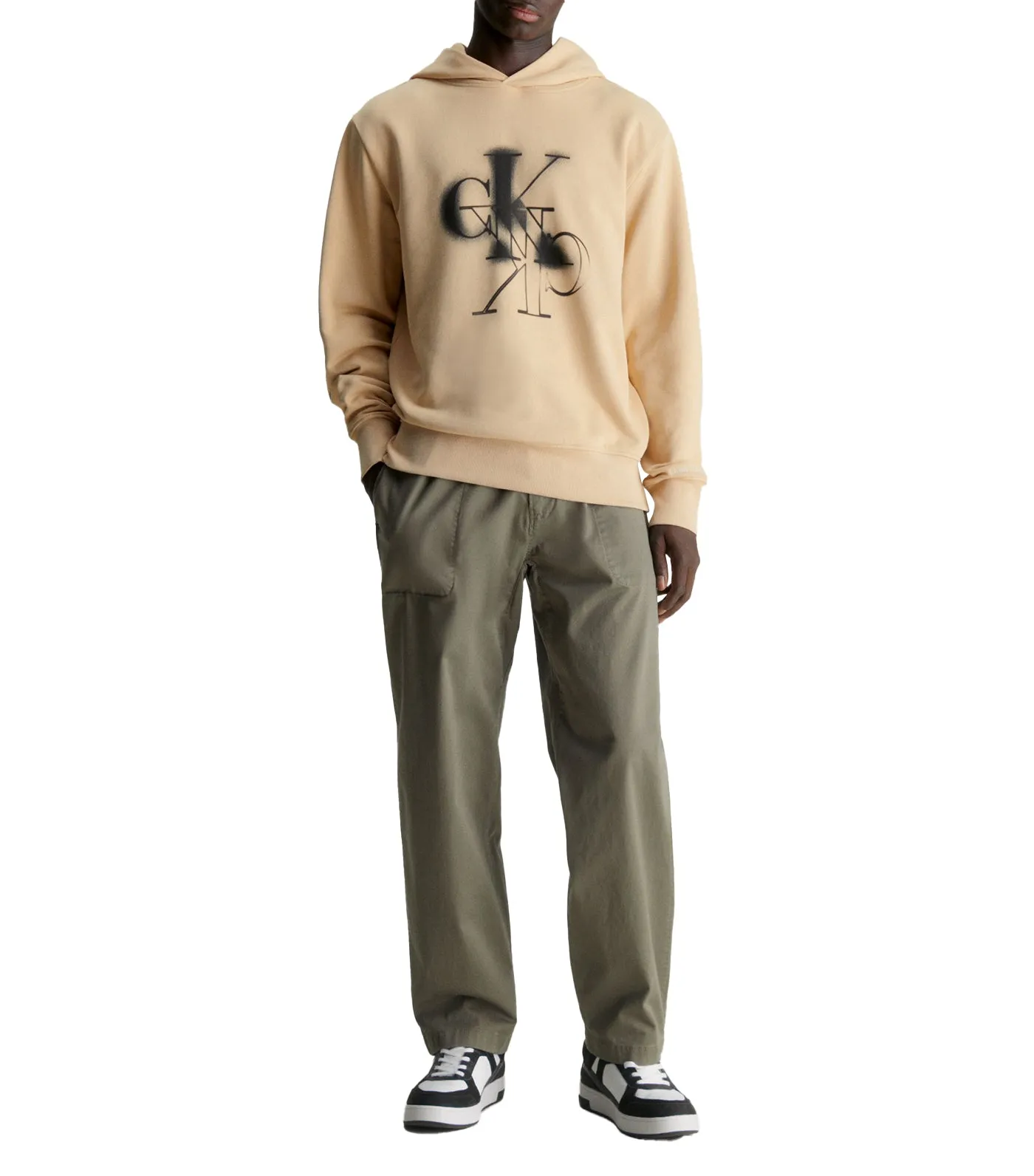 Mirrored Logo Hoodie Beige