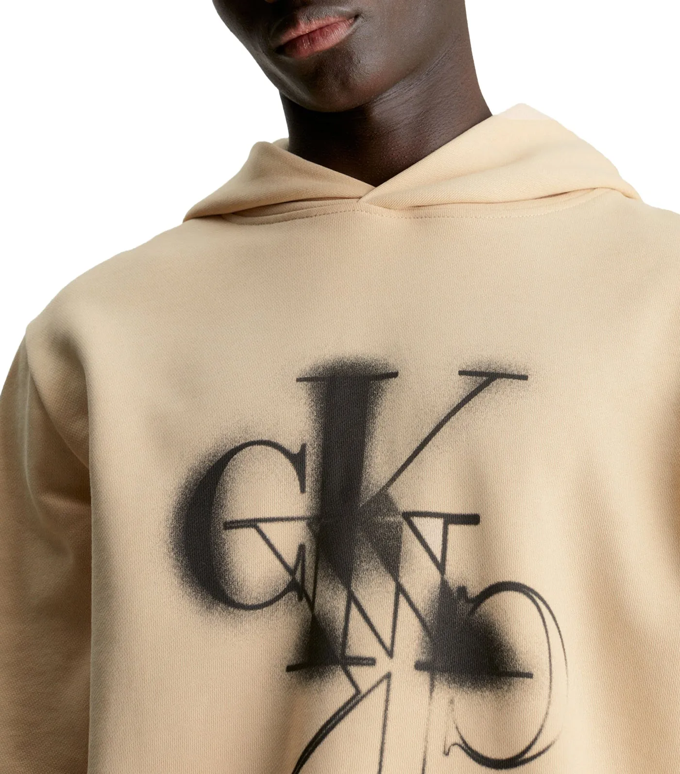 Mirrored Logo Hoodie Beige