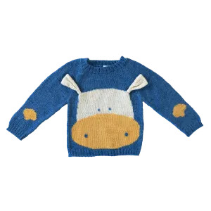 Nanay Cow Baby Alpaca Sweater in Blue