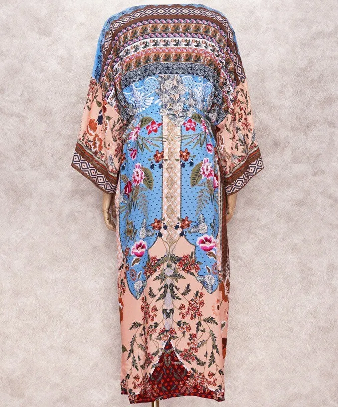 new Boho Kimono - Mulberry Blues beach / bath / bedside wrap - lounge swim vanity feminine eclectic gift