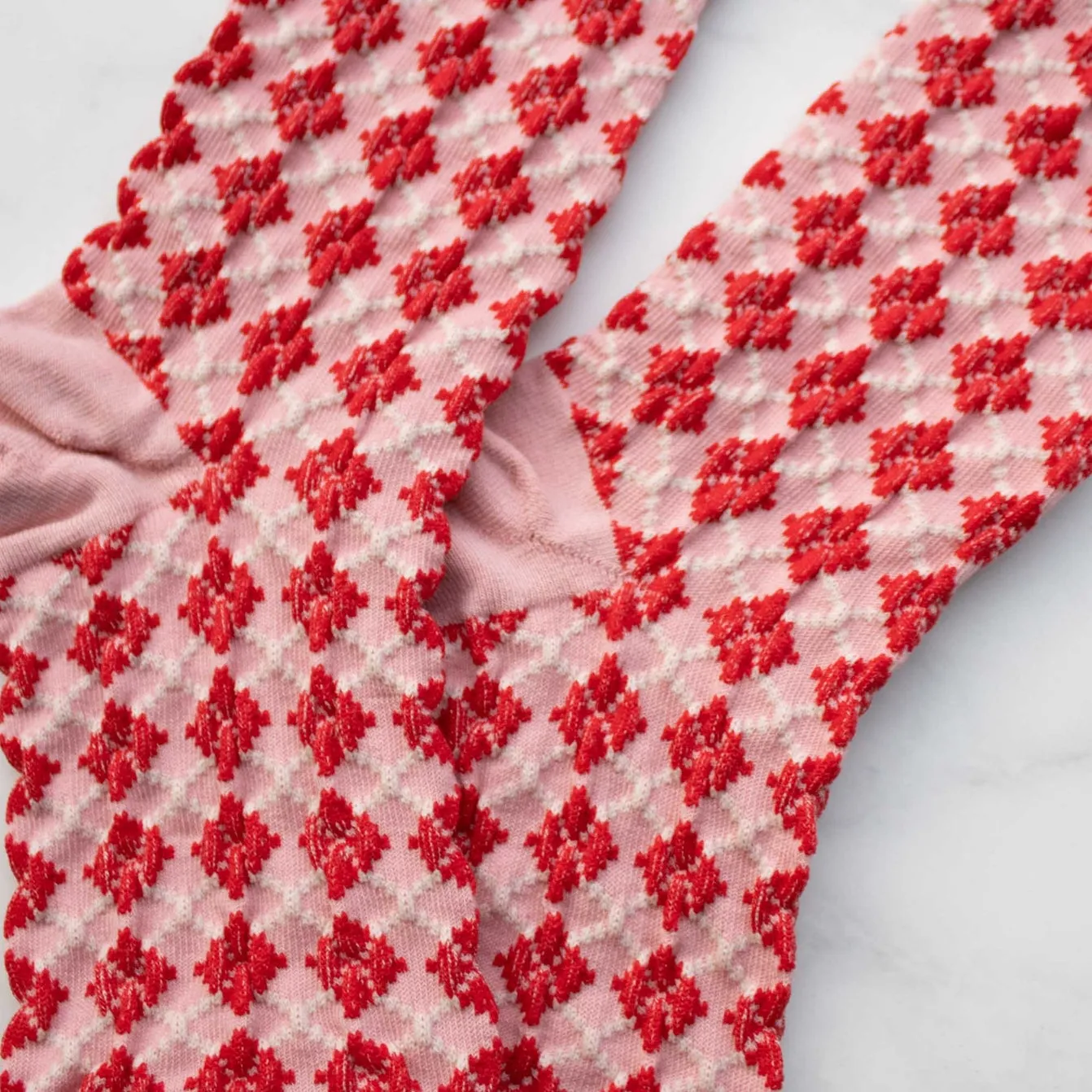 Pink & Red Argyle Socks