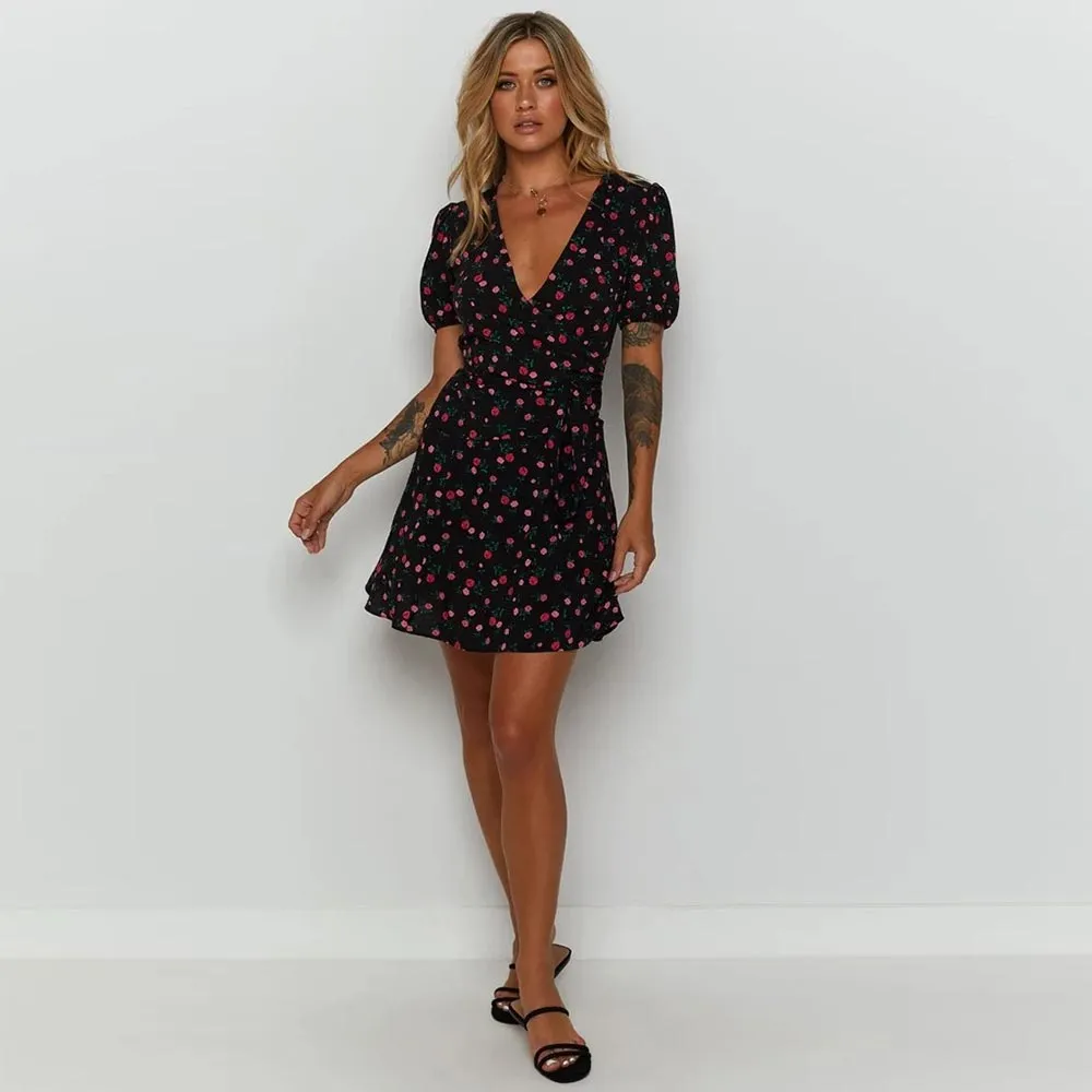 Print Boho Beach Mini Dress