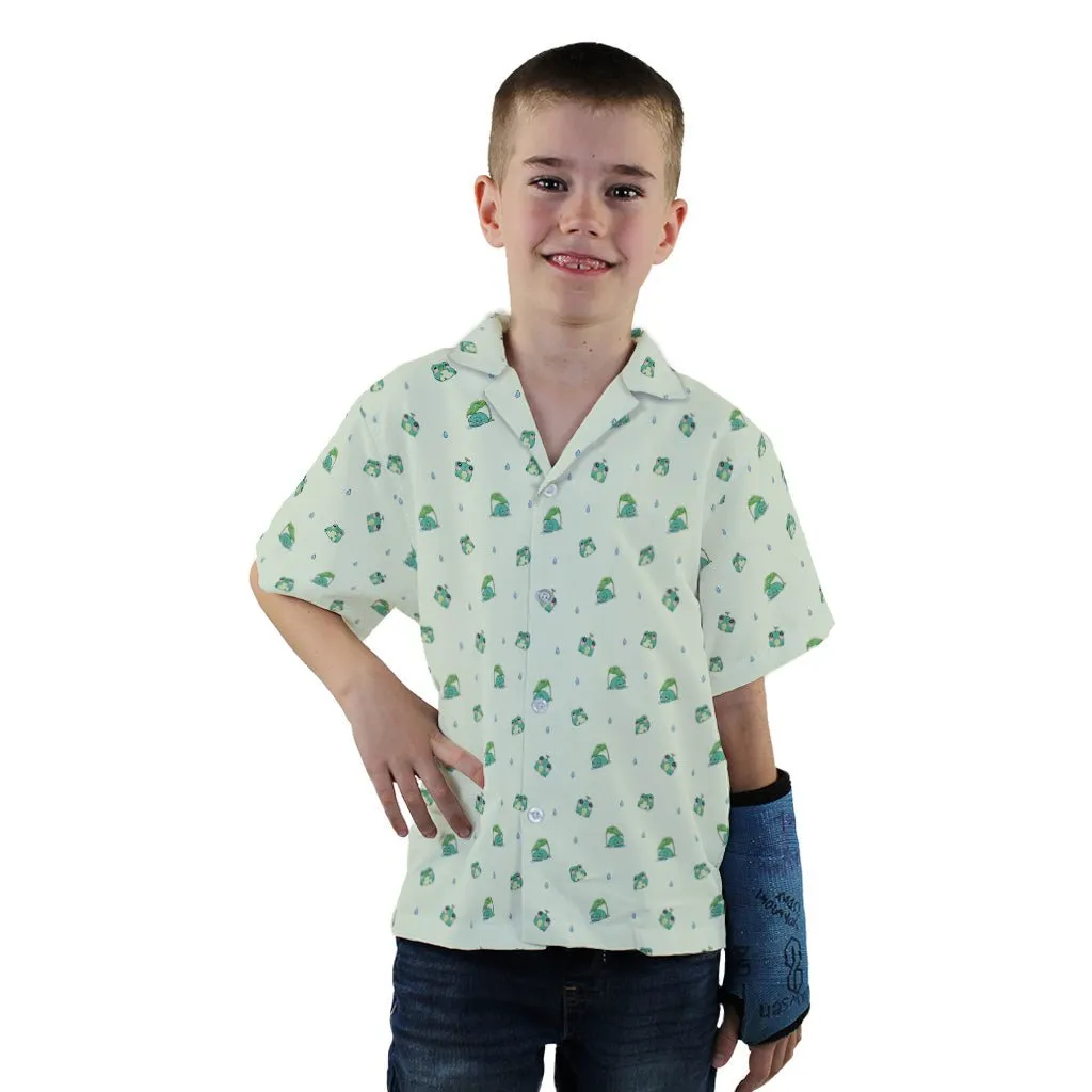 Raining Frogs Pastel Green Youth Hawaiian Shirt