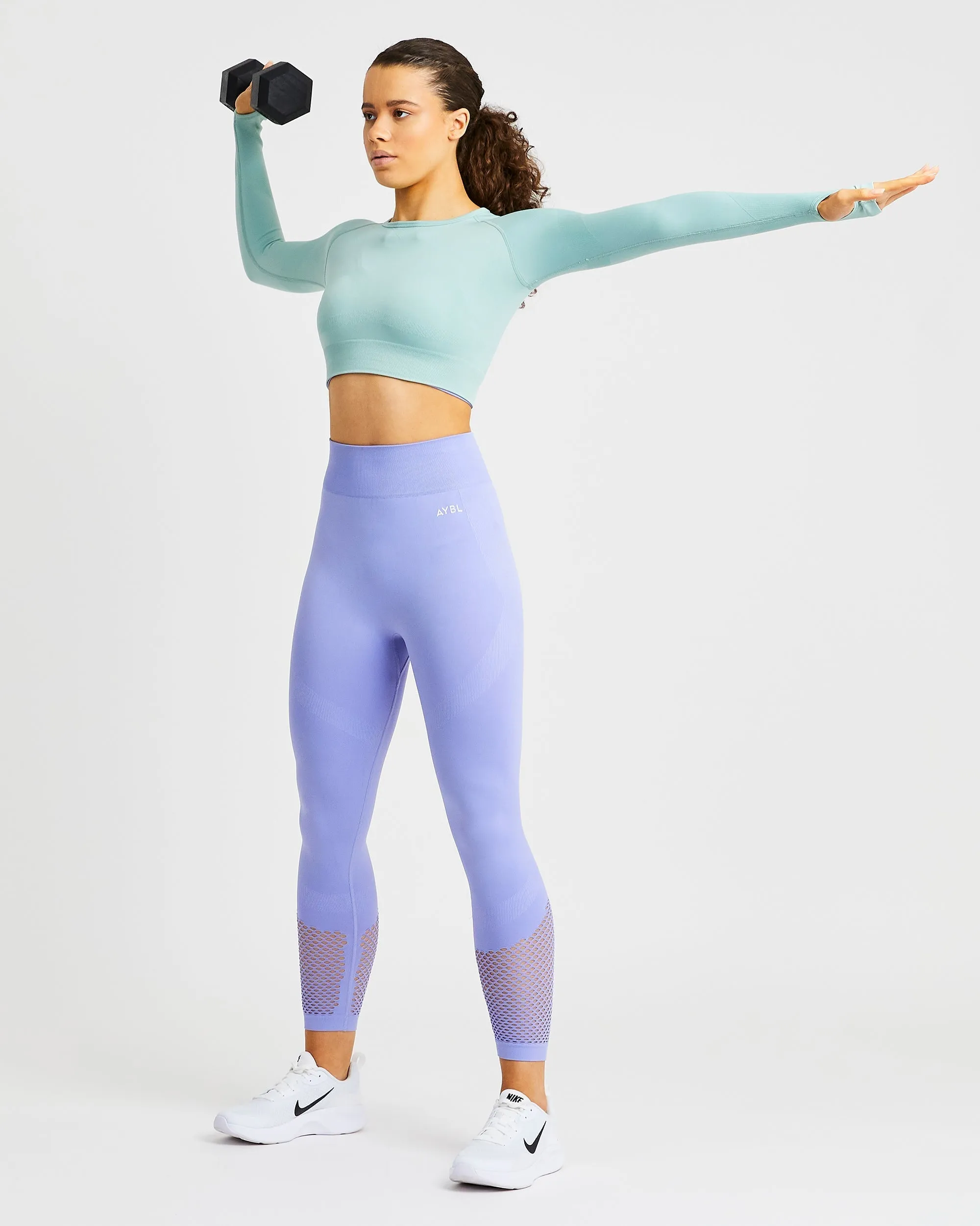 Reform Seamless Long Sleeve Crop Top - Sage Green