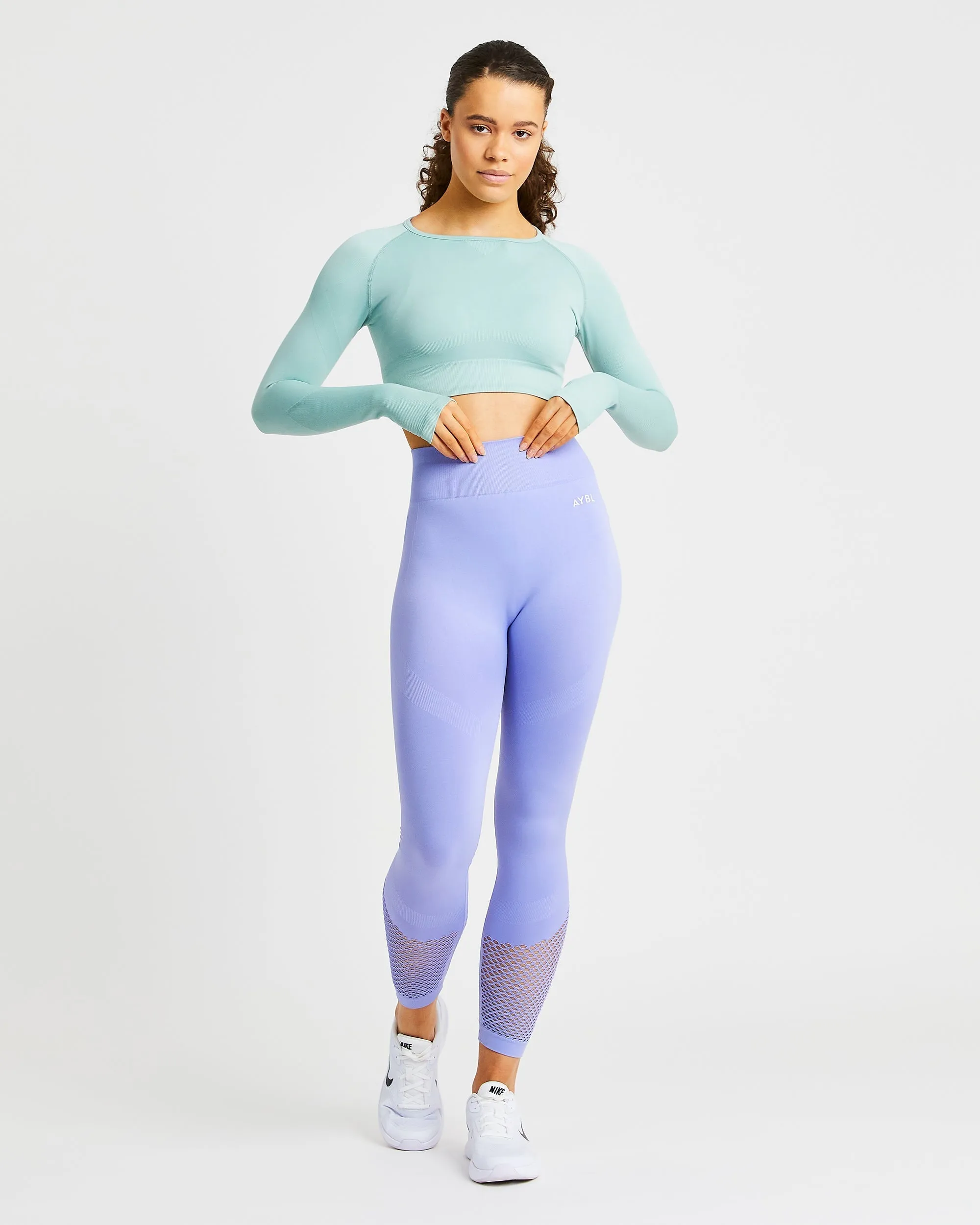 Reform Seamless Long Sleeve Crop Top - Sage Green