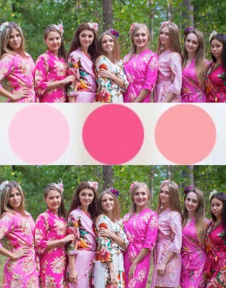 Shades of Pink Wedding palette Bridesmaids Robes