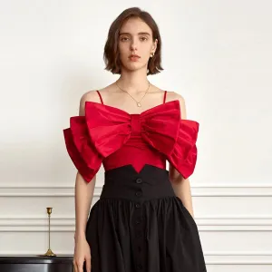Solid Patchwork Bow Vests For Women Square Collar Sleeveless Camisole Sweet Tops Female Fashion Clothing