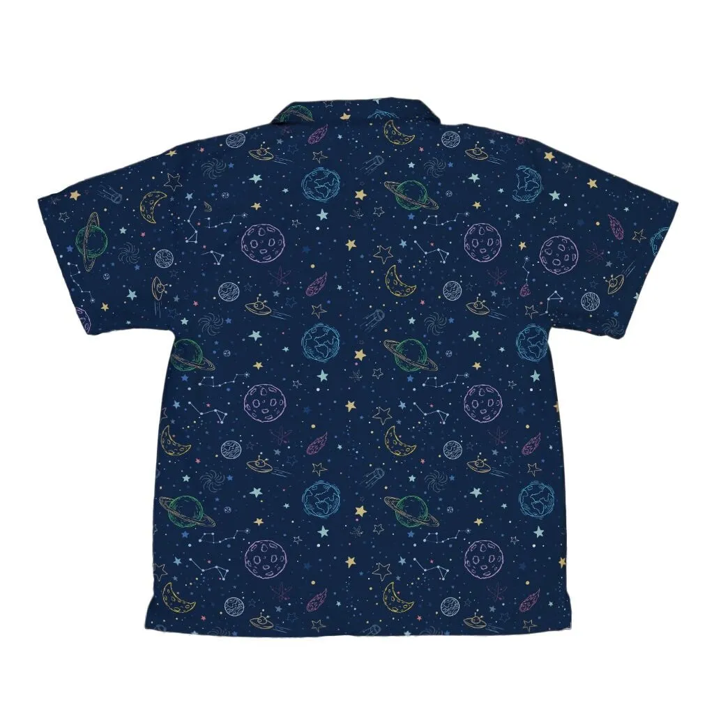 Space Doodles Blue Youth Hawaiian Shirt