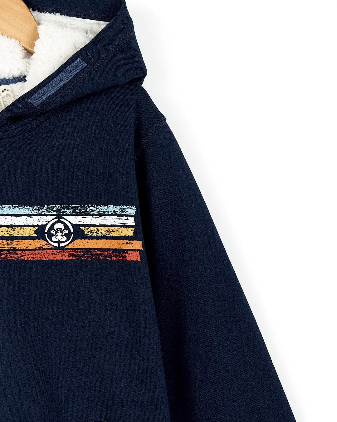 Tok Stripe - Kids Borg Lined Zip Hoodie - Blue