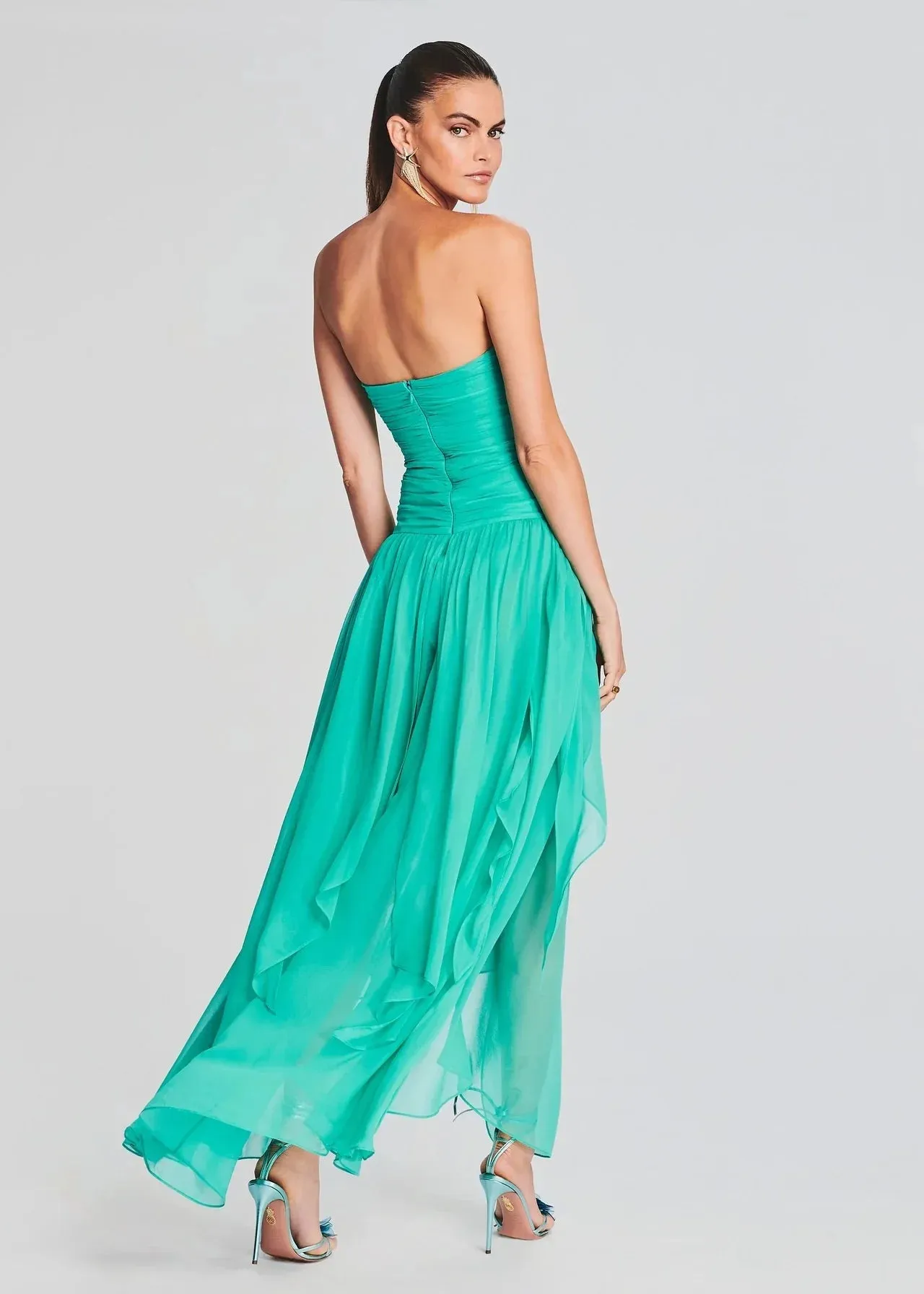 Trend4us Chic Strapless High-Slit Evening Gown
