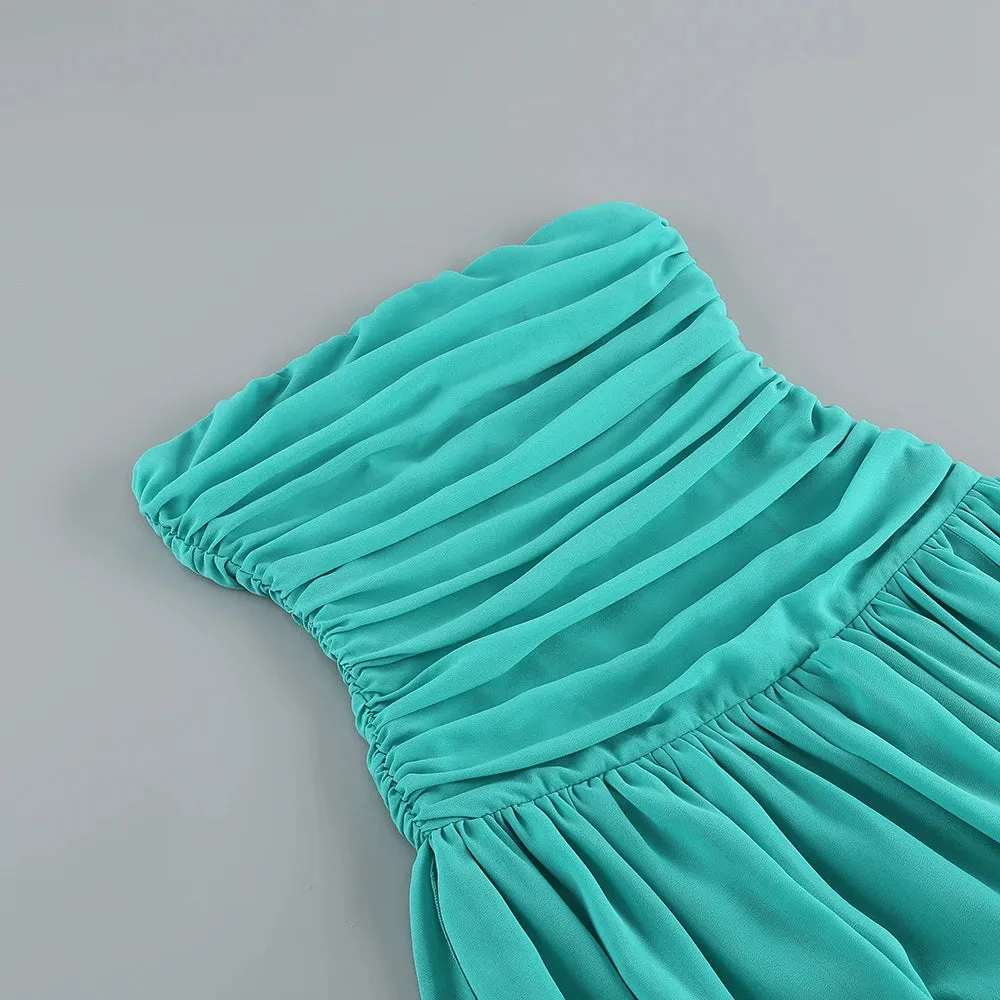 Trend4us Chic Strapless High-Slit Evening Gown