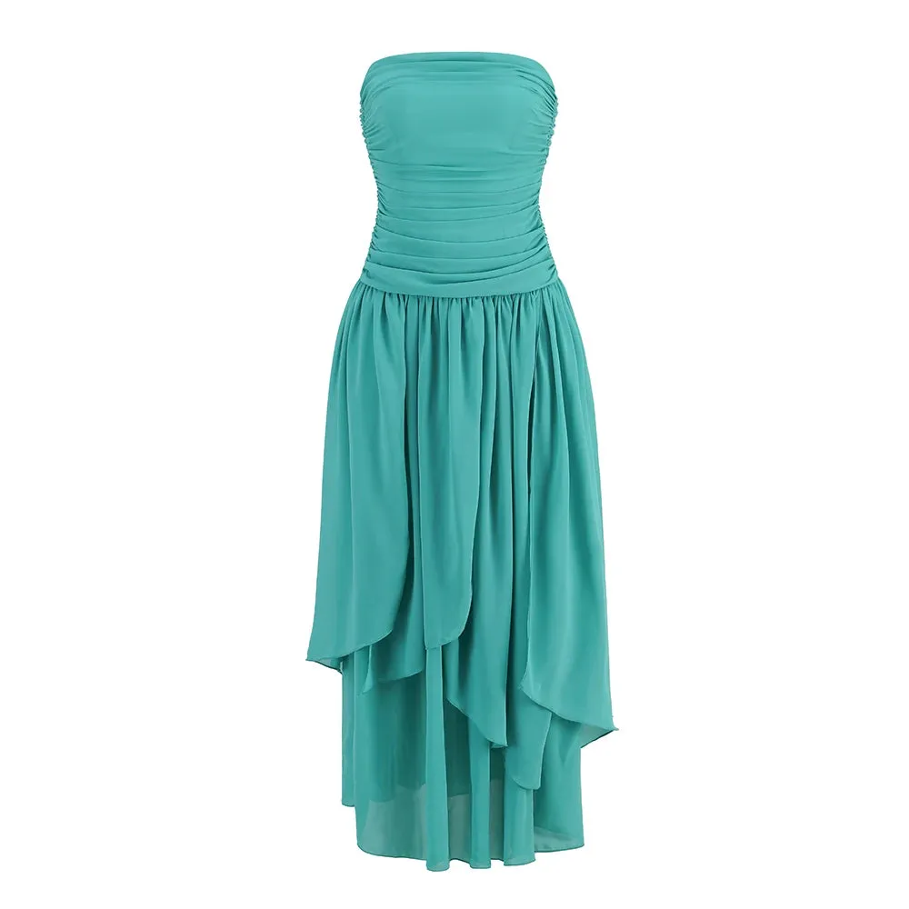 Trend4us Chic Strapless High-Slit Evening Gown