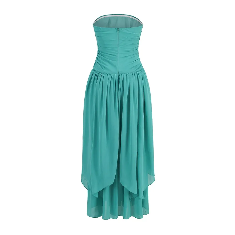 Trend4us Chic Strapless High-Slit Evening Gown