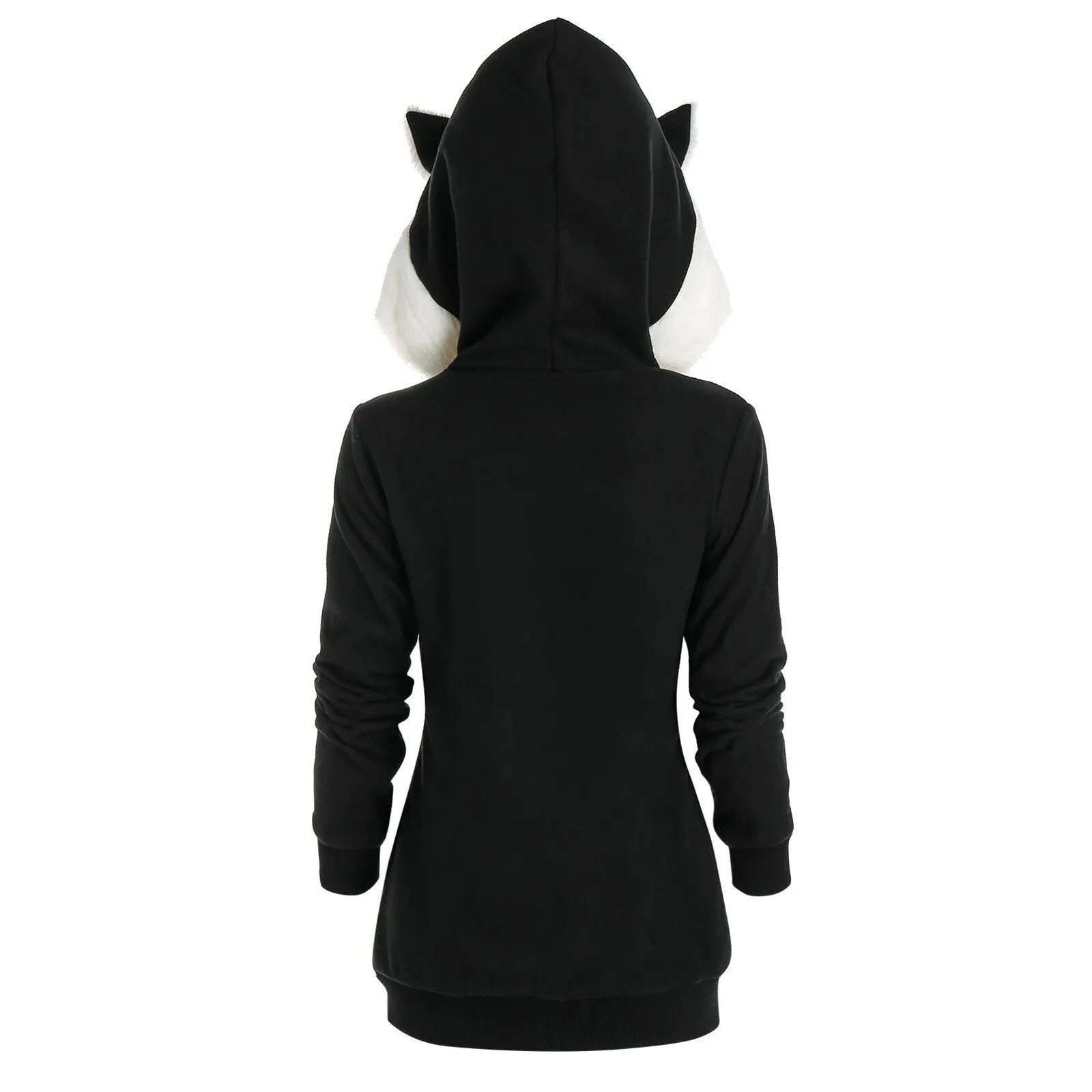 Unisex Long Sleeve Hoodies women Plus Size Fleece Oversize Hoodie With Cat Ears Warm Oodies Insert Zip Up Hoodie Sweatshirt