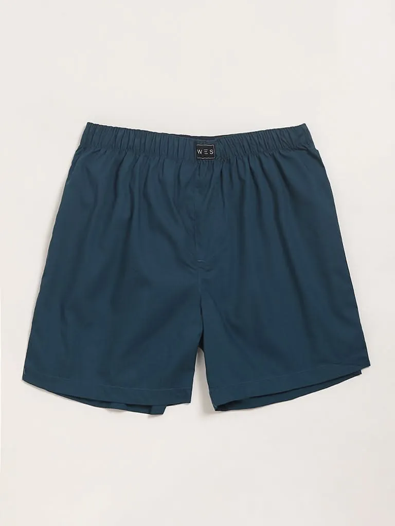 WES Lounge Blue Assorted Cotton Boxers - Pack of 2