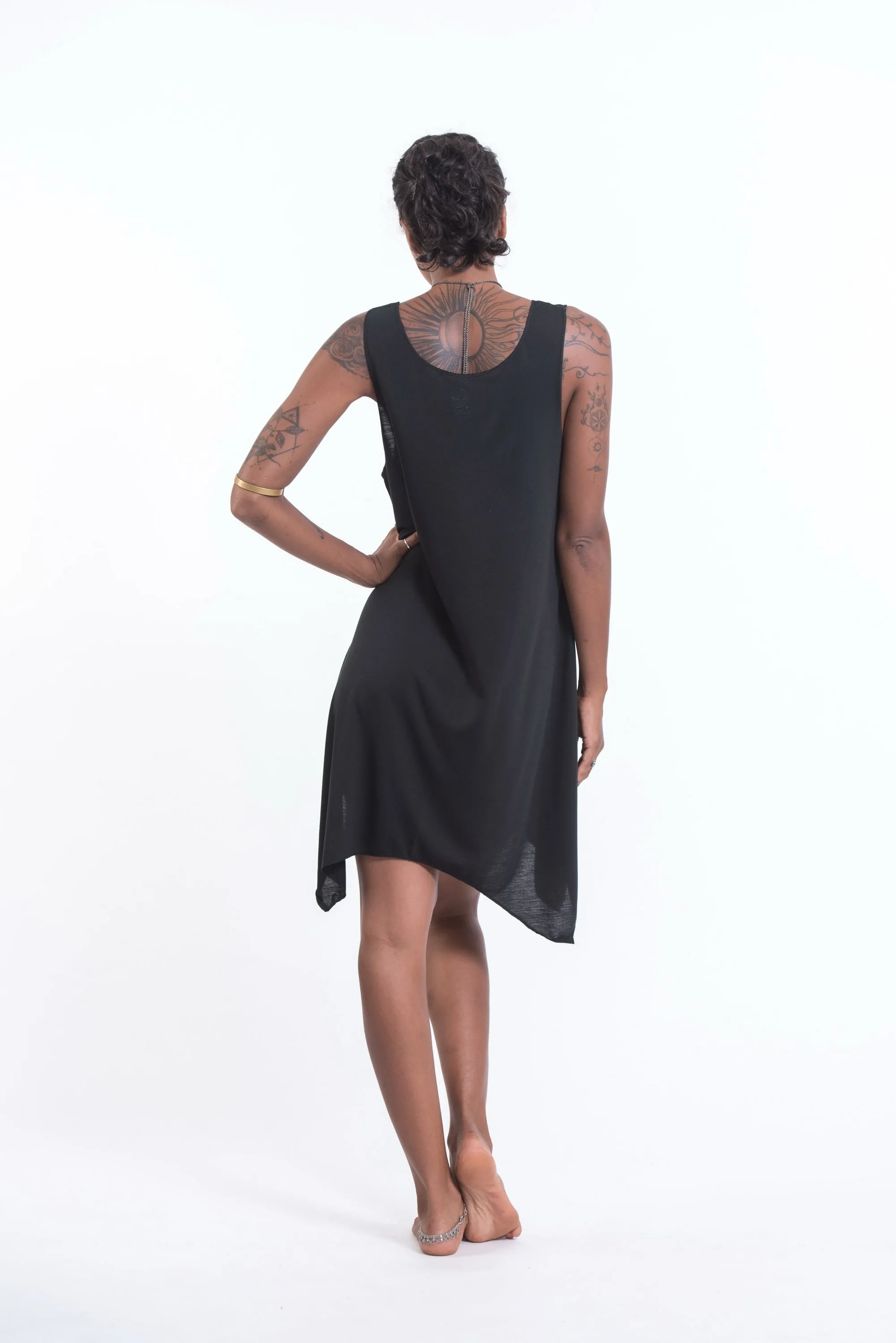 Womens Fatima Hand Tank Dress in Silver on Black