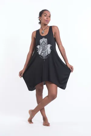 Womens Fatima Hand Tank Dress in Silver on Black