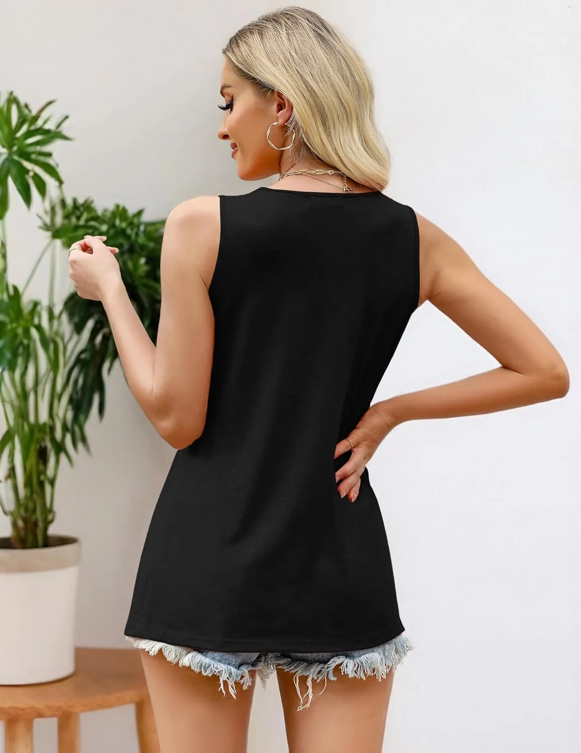 Zeagoo Women's Tank Tops Pleated Floral Flowy Boho Tunic Shirts